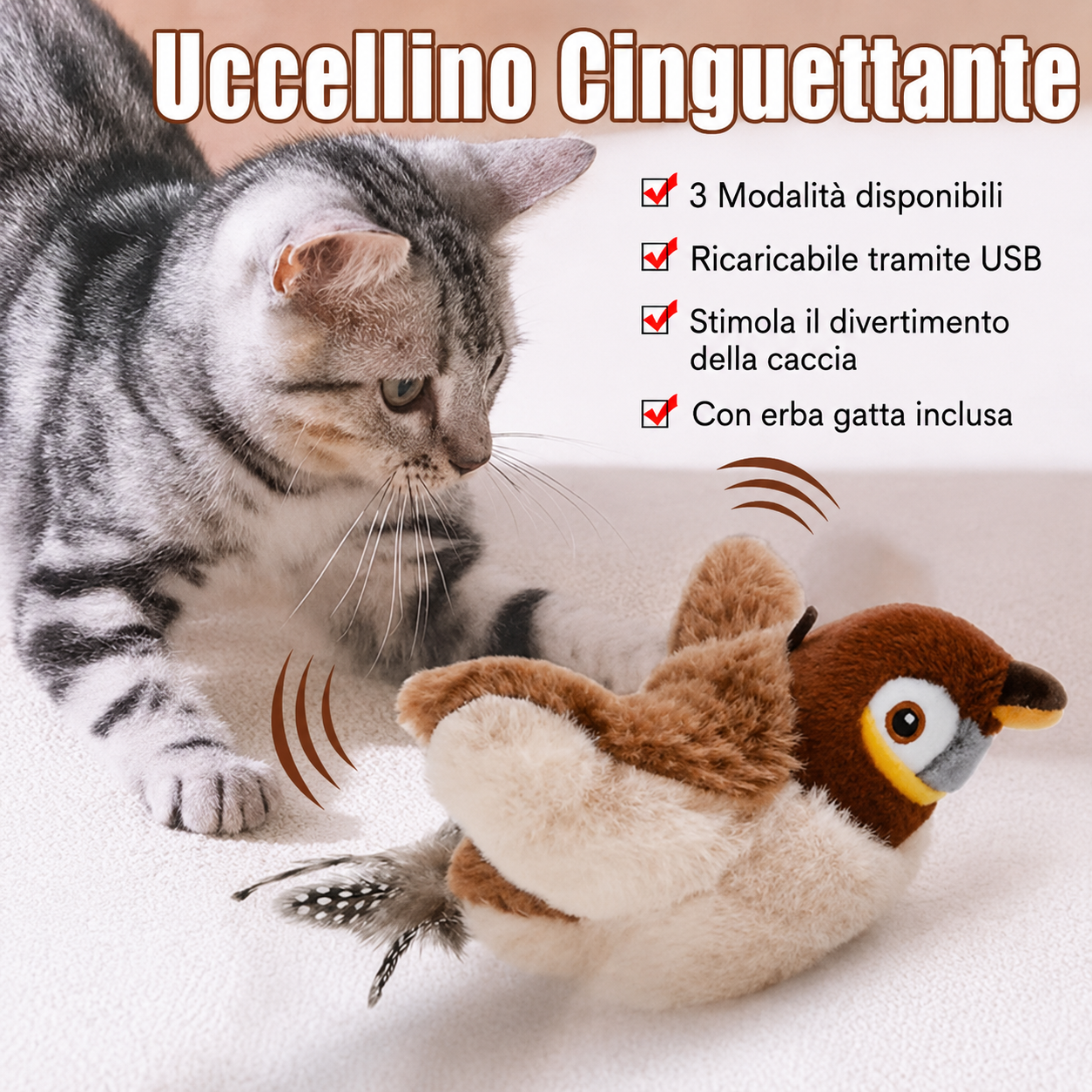 Uccello Interattivo: Stimola il Tuo Gatto